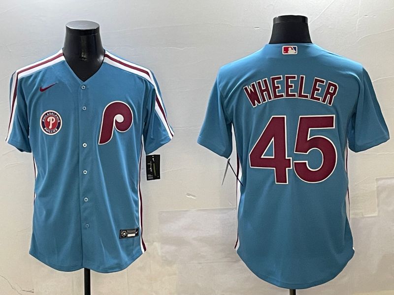 Men Philadelphia Phillies #45 Wheeler Light Blue Throwback Game 2025 Nike MLB Jersey style 3->philadelphia phillies->MLB Jersey